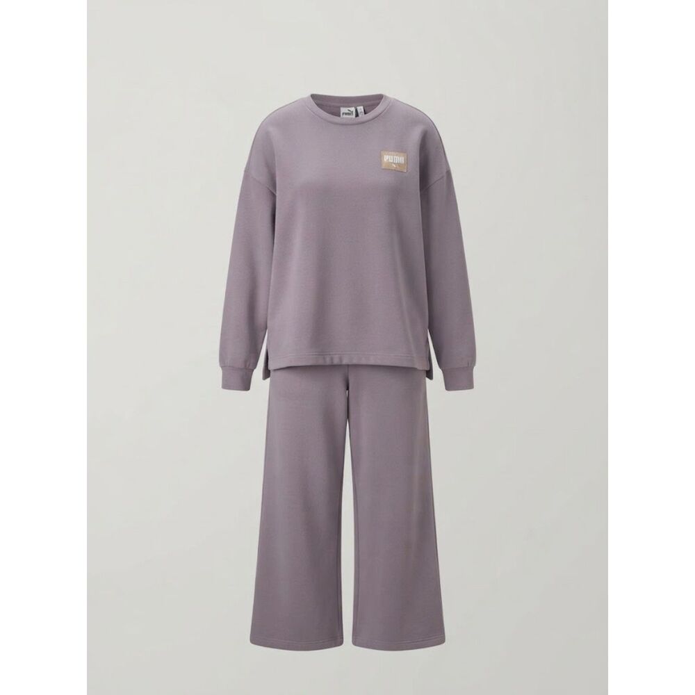 Puma Lavender Activewear Set Crewneck Sweatshirt & Wide-Leg Pants Sz L